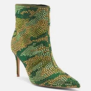 NWOT Kurt Geiger London Belgravia Camouflage Crystal Ankle Suede Bootie. Size 37